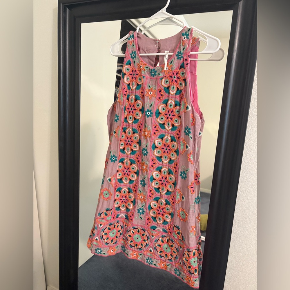 Anthropologie Dress with Vibrant Floral Embroidery
